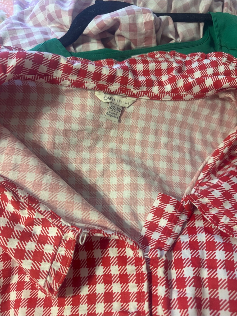 Cato Red & White Gingham Blouse size 22/24